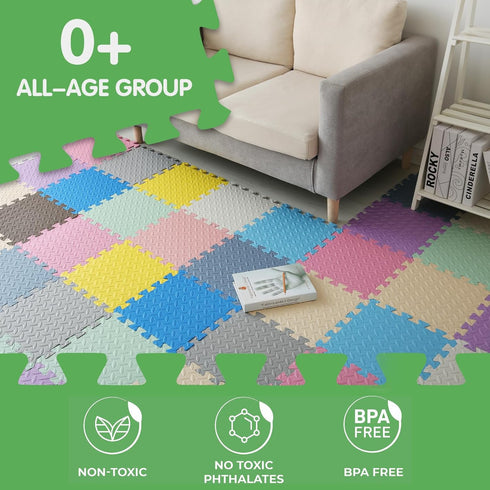 16 47x47 Tiles Foam Play Mat for Baby, Soft & Safe EVA Foam Mats for Floor, Square Baby Play Mat, Kids Foam Puzzle