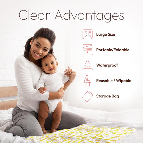 25.5"x31.5" Changing Mat - Biggest Waterproof & Reusable Portable Changing Pad for Change Diaper in Any Places On the