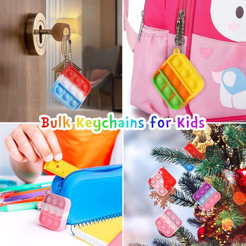 30 Pack 4-8,8-12 Kids Party Favors Fidget Toys Bulk Mini Pop Fidget Keychain Its Birthday Party Favors for Kids Small