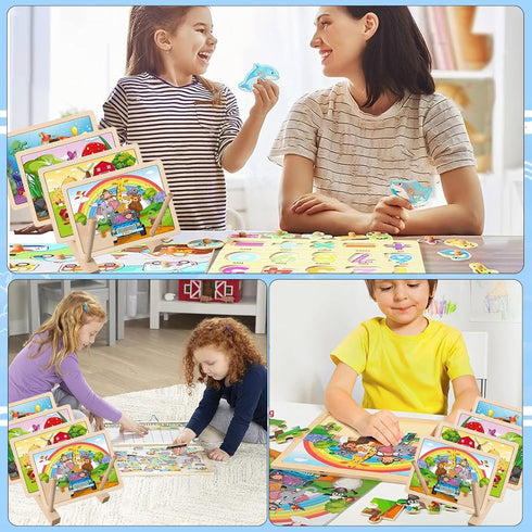 Wooden Puzzle Display Stand, 4 Pcs Puzzle Storage Rack Puzzle Rack Puzzle Organizer Puzzle Holder Rack for Kids Adults Craft Collection Lovers (4 Pcs)