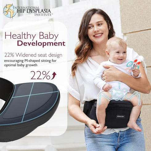 Momcozy 3D 45lbs Hip Seat Baby Carrier - Adjustable Waistband with Original Belly Protector, Ergonomic Carrier