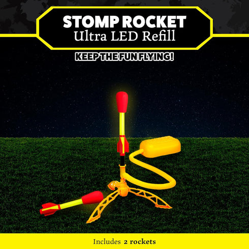 Stomp Rocket Ultra LED Rocket Refills, 2 Rockets - Replacement Foam-Tipped Rockets for Kids