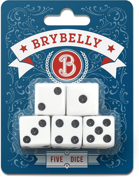 Classic White Game Dice for Playing Board Games and Card Games, 5-Pack