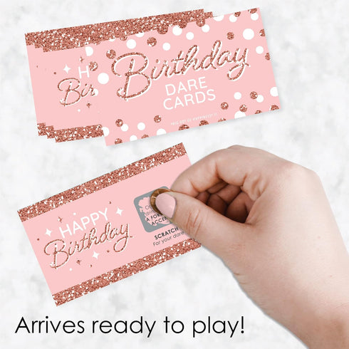 Big Dot of Happiness Pink Rose Gold Birthday - Happy Birthday Party Game Scratch Off Dare Cards - 22 Count by Big Dot of Happiness