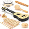 Wooden Musical Instruments for Toddlers 7-Piece Kids Music Set with Xylophone, Guitar