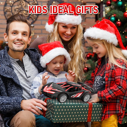 SwordRain 1/18 4-7 8-12(Black RC Car for Kids with Rechargeable Battery, LED Lights & Spray - Remote Control Car