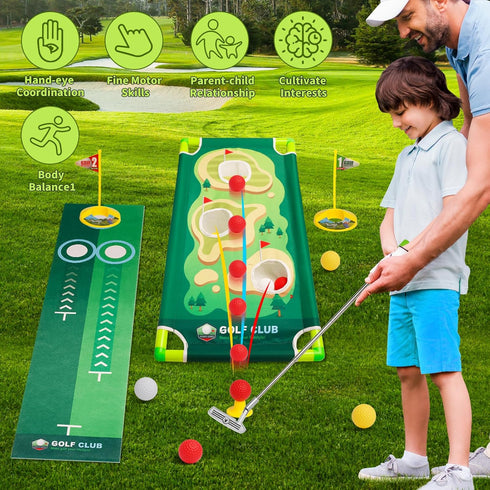 Toddler Golf Clubs Set - Adjustable Kids Golf Toys with Scorecard & Storage Bag for Indoor/Outdoor Play