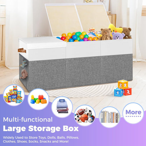 Closet, 40"X14"X16", Extra Large Toy Storage Box with Lid, Collapsible Sturdy Toys Chest Storage Organizer Bin Basket