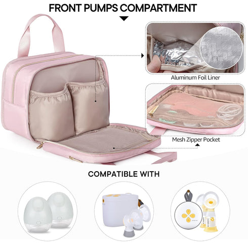 Travel-Friendly Wearable Breast Pump Bag with Cooler and Laptop Sleeve