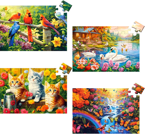 4 Packs 36 Large Piece Puzzles for Seniors, Dementia Puzzles, Alzheimer's Cognitive Games with 4 Storage Bags