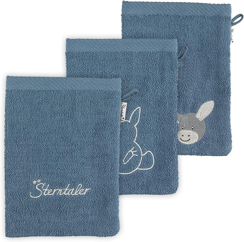 Sterntaler GOTS Baby Bath Mitts 3 Pack Emmi Bath Mitts - Kids Bath
