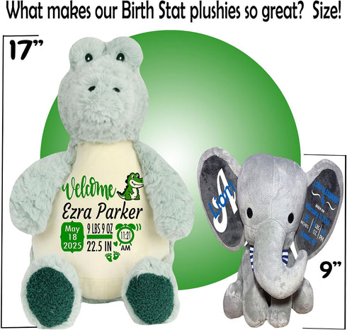 Birth Stat Stuffed Animal - Birth Announcement Stuffed Animals - Personalized Baby Boy Gifts Birth Information Plush