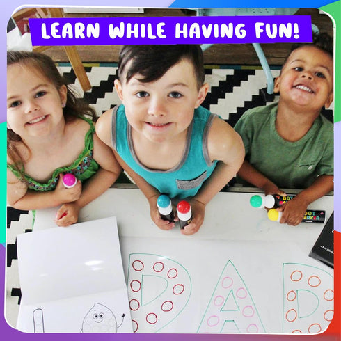 6 1-3 2-4 Set Chalkola Washable Dot Markers for Toddlers | Non Toxic Bingo Daubers for Toddlers | Preschool