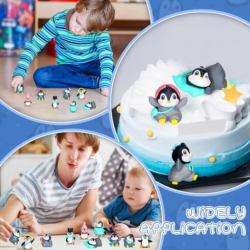 Macarrie 30 Pcs Penguin Figurines Cute Mini Penguin Characters Collection Playset for Cake Decoration for Boys & Girls