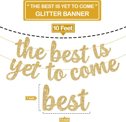 KatchOn Glitter The Best is Yet to Come Banner, 10 Feet Gold Congratulations Banner for Graduation Decorations 2025