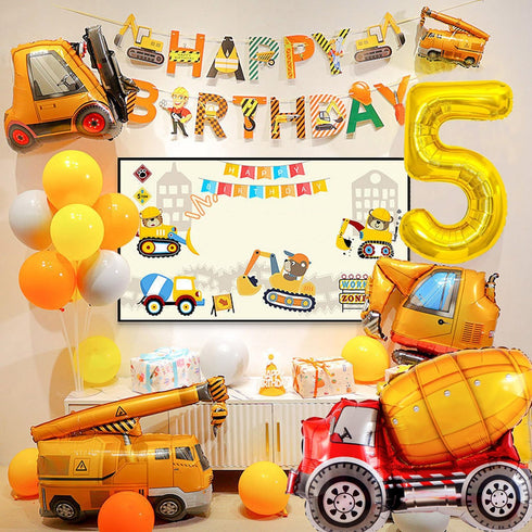 SOIAODRAH 5 Construction Birthday Party Supplies Years Old,Construction Balloons Construction Party Balloon Garland Kit