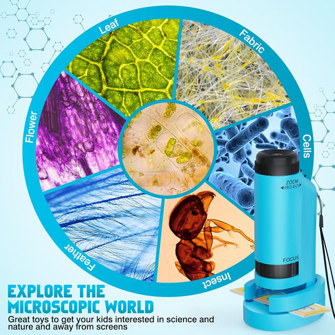CUKU 60x-180x,Handheld 12pcs 6,7,8,9,10+ Boys2PCS Portable Microscope for Kids Zoom Mini Microscope Toy,STEM&Science