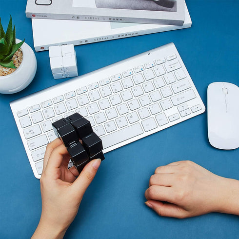 2 Packs Infinity Cube Toys, Mini Infinity Cube Desk Toy for Stress Relief, ADHD Desk Toy for Adults (Black, White)