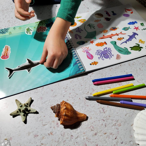 In The Deep Blue Sea Stickers + Coloring Book - 500+ Ocean Animal Stickers and 12 Coloring Pages for Kids