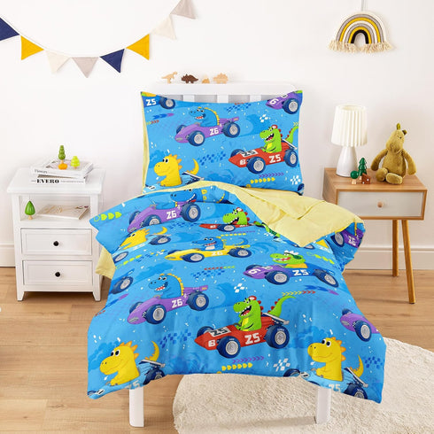 Wake In Cloud - Dinosaur Toddler Bedding Set for Boys, Colorful Dino