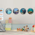 4 PCS Removable 3D Under The Sea Wall Decals, Animals Wall Sticker Home Decor for Bathroom & Kids Nursery Room