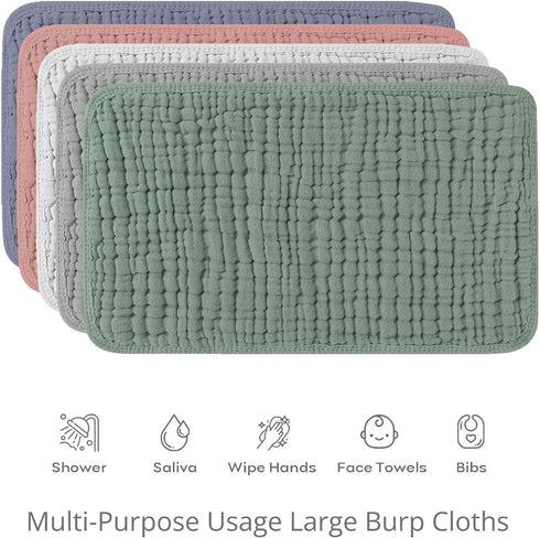 Generic 5 Pack, 20 10 Inch Muslin Burp Cloths for Baby Large x Cotton Burp Cloths, Soft Absorbent Baby Burp Rags