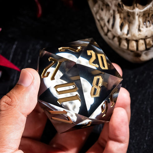 D20 55mm 20 D20 Cusdie Large Dice with Sharp Edges, D&D Sided Dice, Handmade DND Giant for RPG, Table Games(White