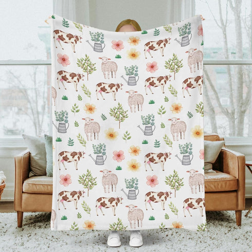 SqtmuHLuo Farm Animals Baby Blanket for Boys Girls Neutral Farm Pig Sheep Cow Chicken Duck Newborn Nursery Swaddle