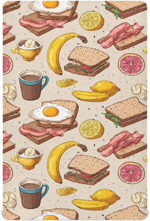 Pigsaly Crib Sheets Grunge Fruits Coffee Eggs Bacon Baby Sheet for Standard Crib