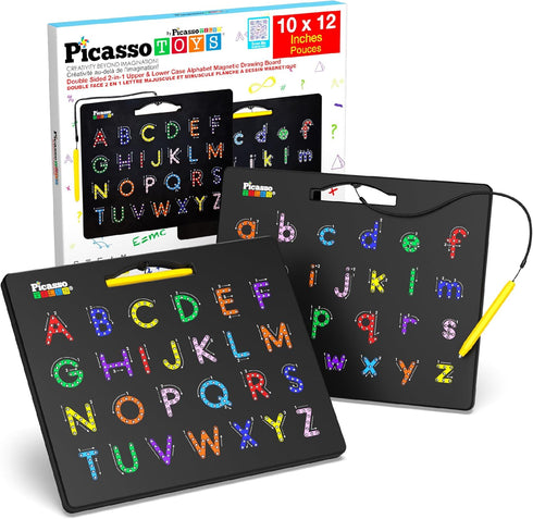 PicassoTiles Magnetic Alphabet Board 12x10 in Dual Sided Learning Pad with Upper