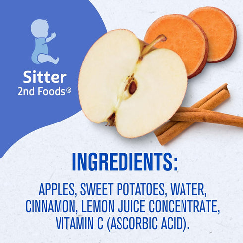 2 2 12-Pack Gerber Stage Baby Food, Apple Sweet Potato Cinnamon Puree Pouch, Servings of Fruit & Veggie, No Added