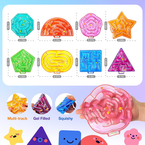 8 Pack Sensory Toys Fidget Autism Toy for Kids: Gel-Filled Maze Squeeze Sensory Toys for Children - Calming Fidget Toys