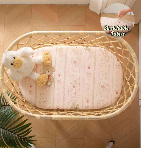 2 Pack Girls,32 16 4", SDY Jersey Bassinet Sheets for Baby "x "x Pink Kawaii Bear Standard Oval/Retangle Bassinet