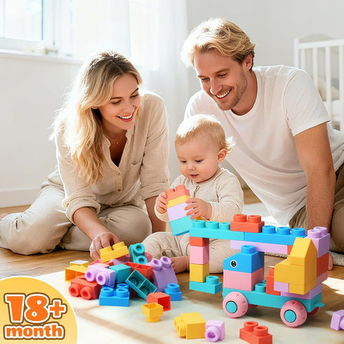 ZZXYPX 45pcs 18+ Soft Building Blocks for Toddlers - BPA-Free STEM Educational Toys Ages Months, Safe Preschool