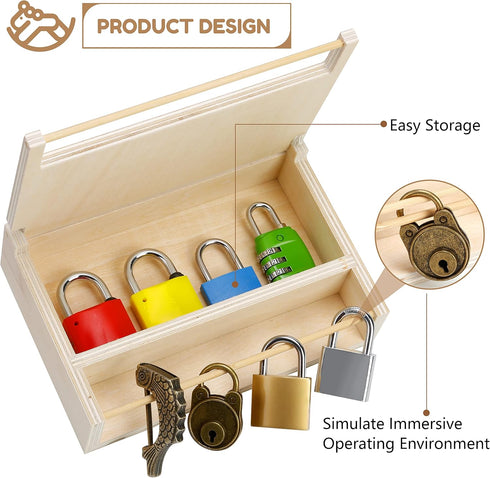 8 3 4 5 Set, 3-6 Woodtoe PCS Montessori Lock and Key Toy, Montessori Toys for Toddlers Year Old, Kids Tool Montessori