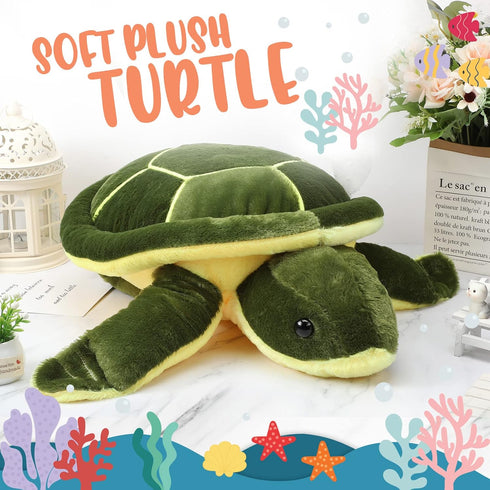 Soft Plush Sea Turtle Stuffed Animals, Giant 12 Inch Plush Pillow Toys for Birthday Graduation Gifts for Kids