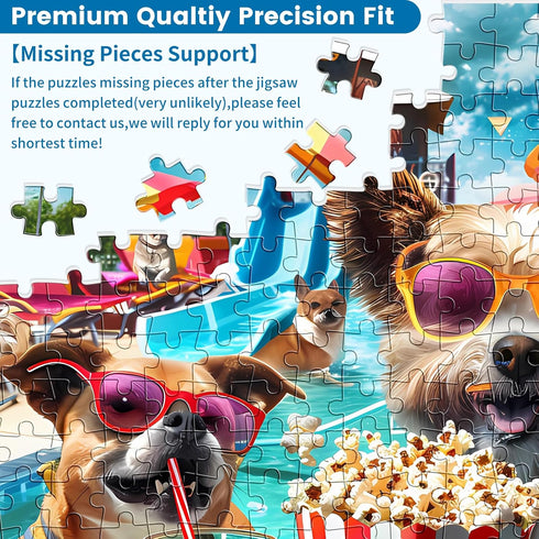 VOLUVOLU 300 Piece Jigsaw Puzzle for Adults, Fun at The Amusement Park Dog Puzzles, Funny Puppy Jigsaw Puzzles, Animal