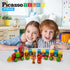 Picasso Toys PTB103 Alphabet & Numerical Train, 103pc Hedgehog Block Shape Building Tiles Set for Learning