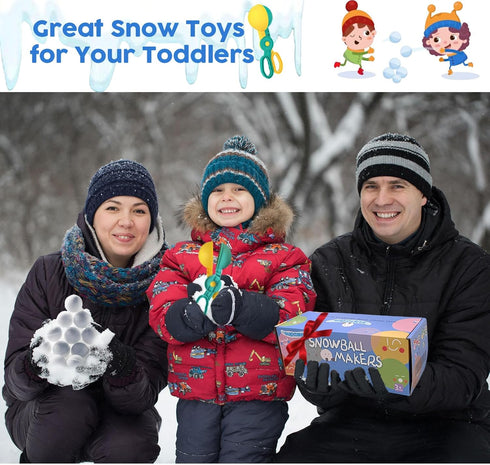 SupMLC 4 Snow Toys, Snowball Maker pcs Winter Snowball Tool Kit with Handle for Snow Ball Shapes Fights Outdoor Winter