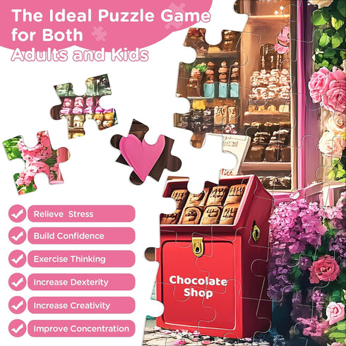 WSCXSC 300 300 20.5x15 Jigsaw Puzzles Pieces for Adults,Chocolate Shop Piece Puzzles,Cat Puzzle for Kids Adult