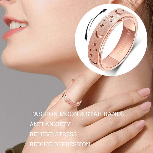 OreilleStar Anxiety Ring for Women, Spinner Ring Fidget Toys for Adults, Anxiety Fidget Ring for Women Teens, Rose Gold