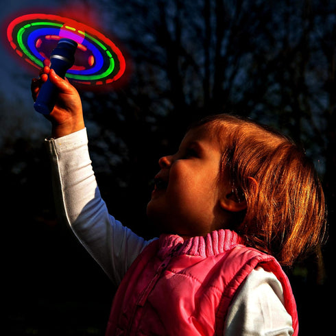 Windy City Novelties Hand-Held LED Light Up Galaxy Spinner - Colorful Flashing Lights for Events