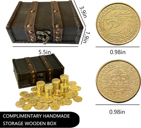 ACTIONDRAKE 100 Metal Pirate Coins, Massive Toy Gold Coins for Board Games, DND Prop Accessories for Dungeons