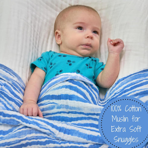 100% 47 47 Inches Cozy LollyBanks Muslin Swaddle Blanket, Muslin Cotton Blanket for Boys, X Soft and Baby Boy Receiving