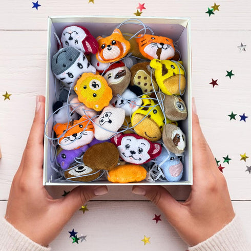 40 PCS Mini Jungle Animal Plush Toys Set, Cute Small Stuffed Keychain for Party Favors