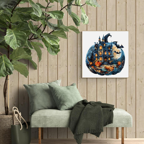 Wooden Jigsaw Puzzles, Unique Shape Halloween Pumpkin, Wooden Puzzles for Adults & Kids, Family Gifts