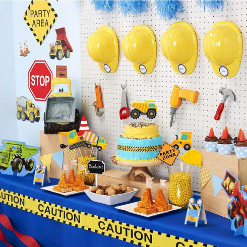 Faisichocalato 16pcs Construction Party Centerpiece Dump Truck Car Table Topper Decoration for Birthday Party Supplies