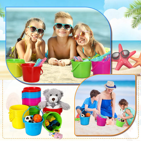 30 6.3 Inch Summer Jerify Pieces Mini Plastic Beach Pail Plastic Small Bucket Small Sand Pail Building Beach