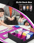 ZLCA Trading Card Storage Box - Holds 2400+ Cards, MTG Deck Box with 4 Stoppers, Black & Purple Organizer.
