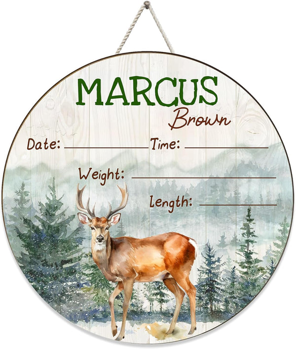 Personalized Baby Name Signs, Baby Birth Announcement Sign for Hospital, Deer Baby